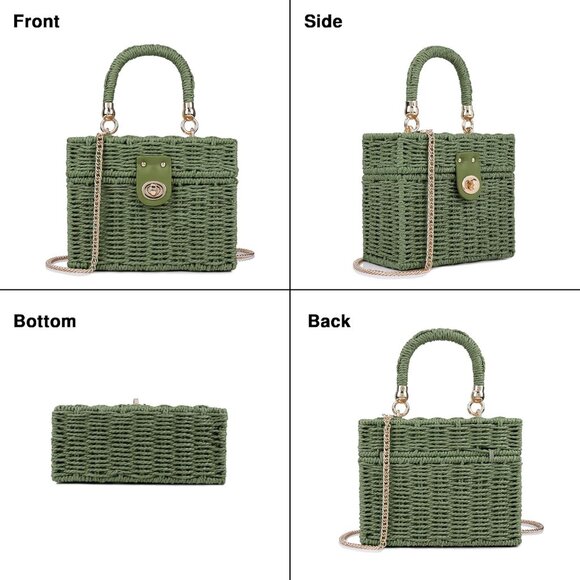 Handwoven Rattan Bag for Women Wicker Crossbody Shoulder Bag Straw Beach Tote Ba - Picture 2 of 6